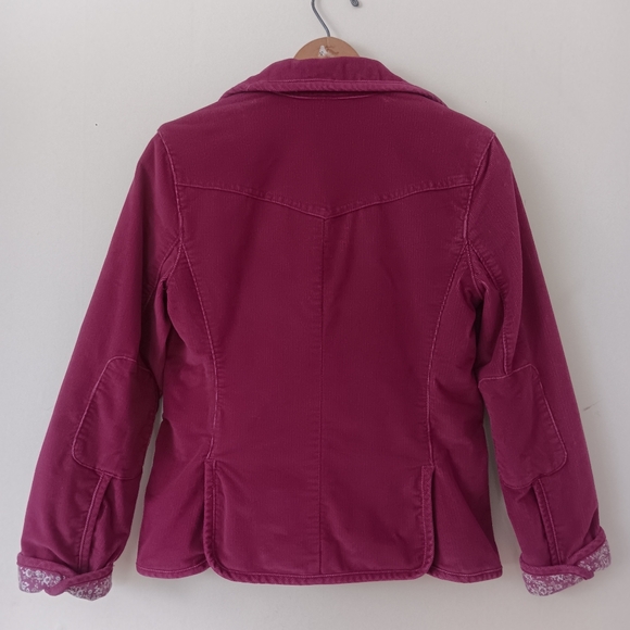 GAP Women's Rose Pink Classic Tailored Corduroy Blazer with Floral Cuffs 4 - Picture 2 of 15